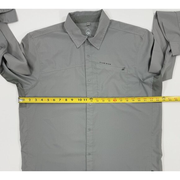 Club Ride Mens Shirt Snap Long Sleeve Size XL Performance Vented Pocket Biking - Picture 14 of 15